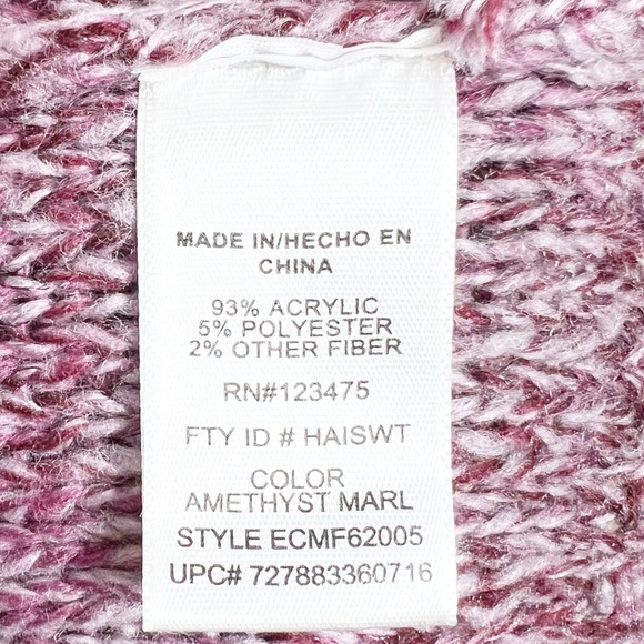 NWT Ellen Tracy Womens Marled Knit Sweater Long Sleeve Casual Pullover Purple M - Picture 15 of 16